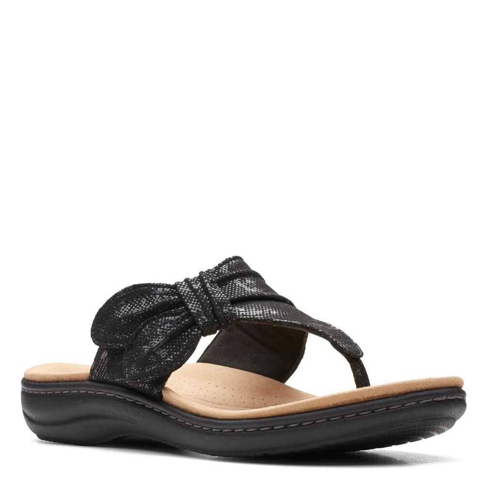 Clarks Laurieann Rae Women's Black Lightweight Thong Comfort Sandals  Size 8.5